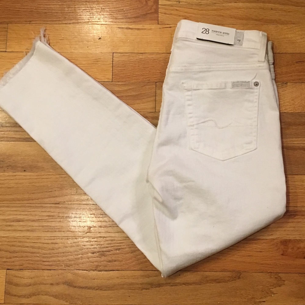 7 For All Mankind White Roxanne Ankle Skinny- 28